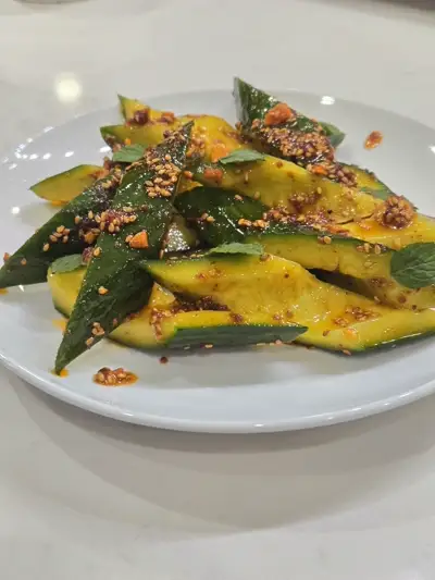 Chili-sesame smashed cucumbers — a refreshing Asian-inspired side by Nashville chef Mollie